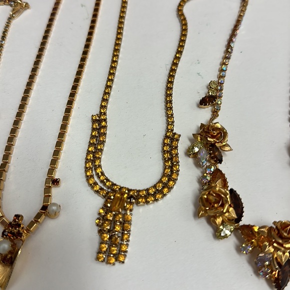 Lot Gold Crystal Vintage Rhinestone Necklaces - Picture 4 of 7